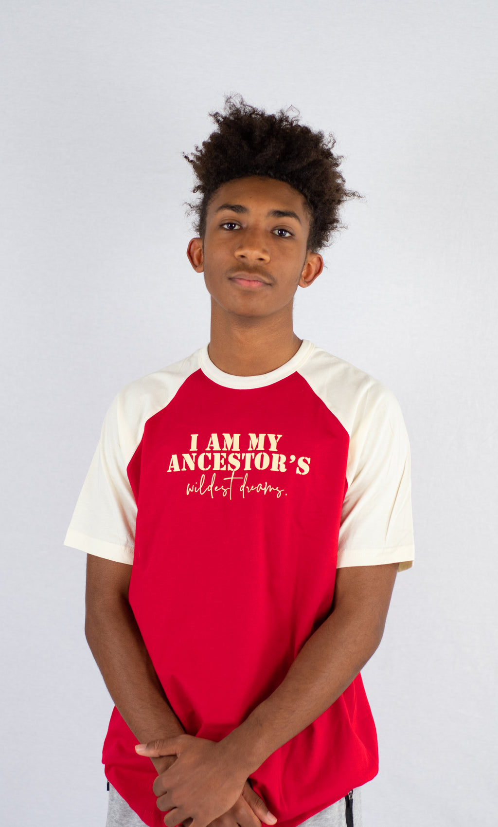 I Am My Ancestor's Wildest Dreams Raglan Red T-shirt