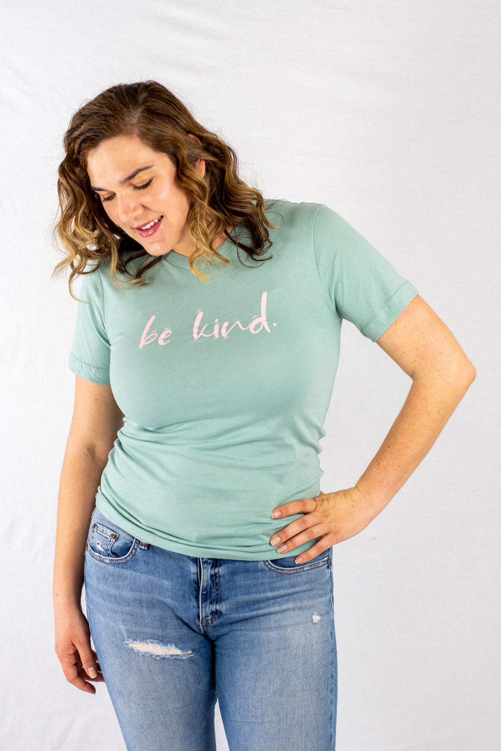 Be Kind • Mint Green + Pink Tee
