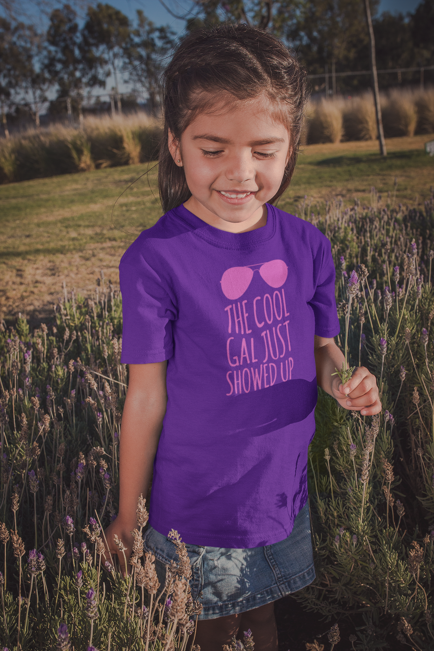 The Cool Gal Just Showed Up • Purply + Pink Kid Tee