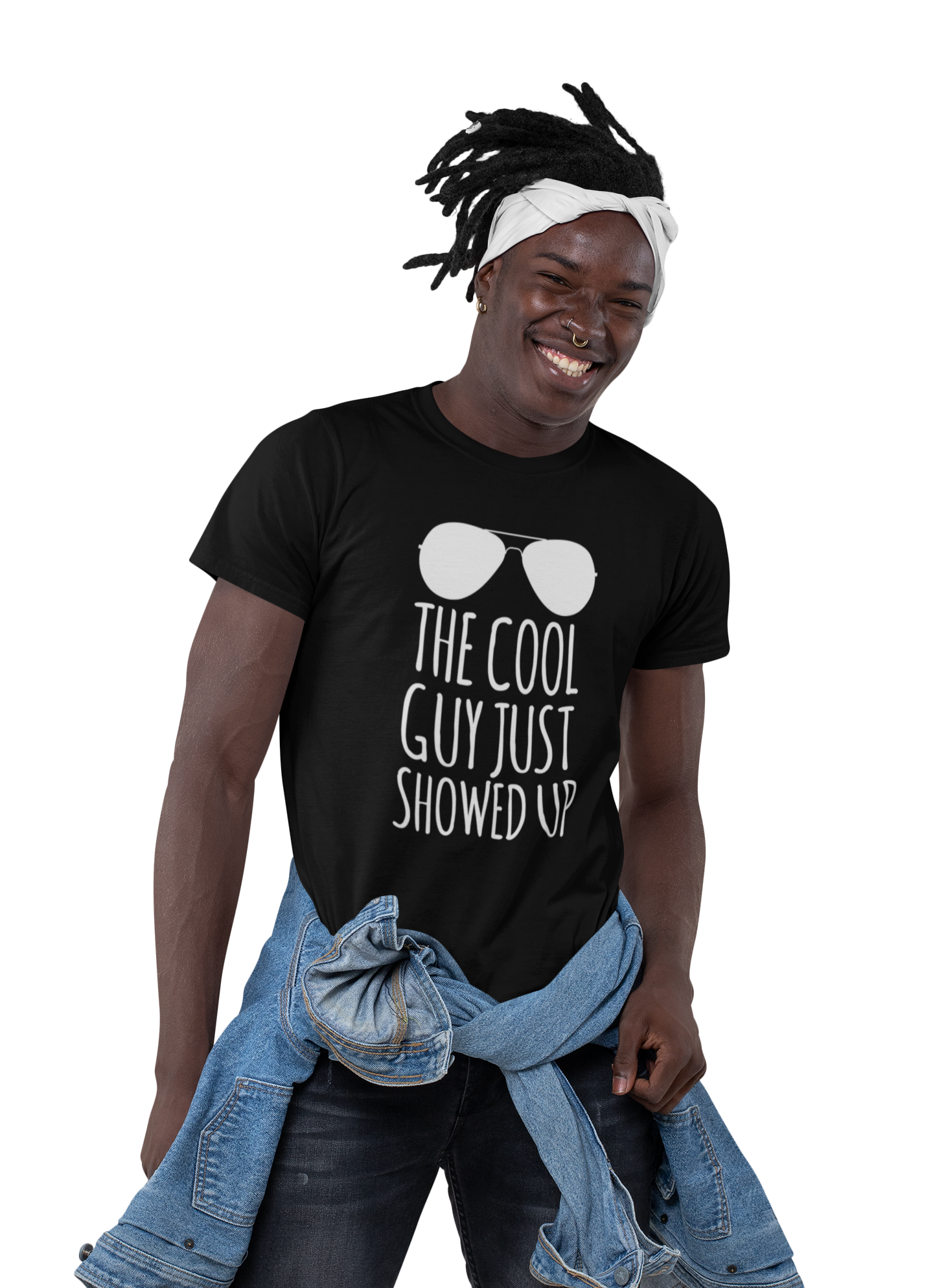 The Cool Guy Just Showed Up • Black + White Tee