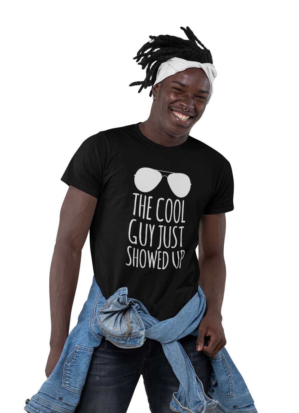 The Cool Guy Just Showed Up • Black + White Tee