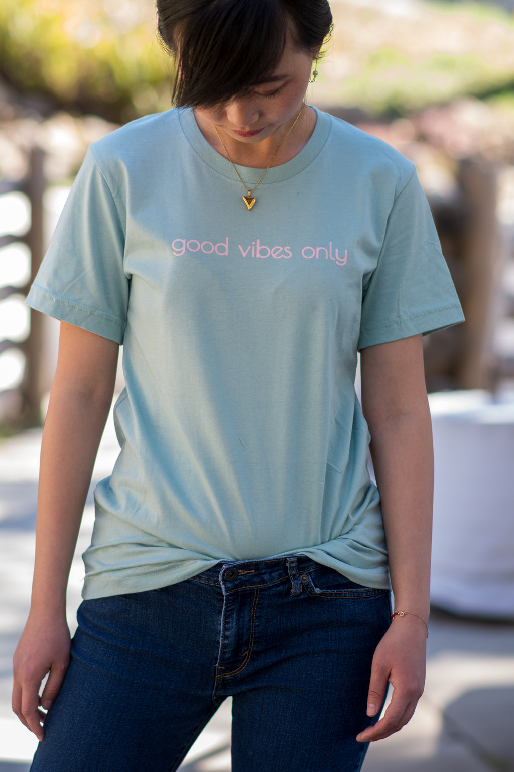 Good Vibes Only • Mint + Pink Tee