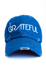 Grateful • Blue Denim + White Dad Hat