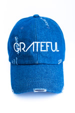 Grateful • Blue Denim + White Dad Hat