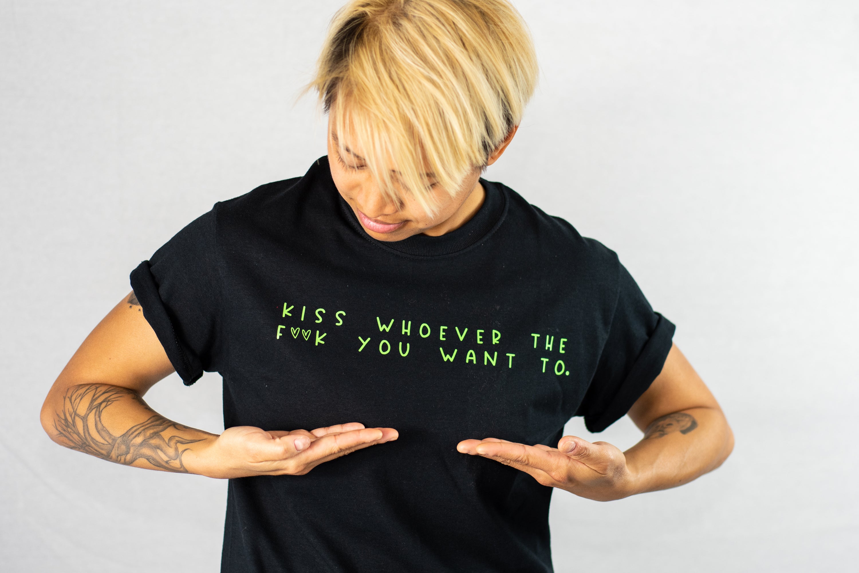 Kiss Whoever The F💚💚k You Want • Green + Black Tee