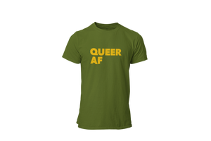 Queer AF • Olive Green + Tangerine Tee