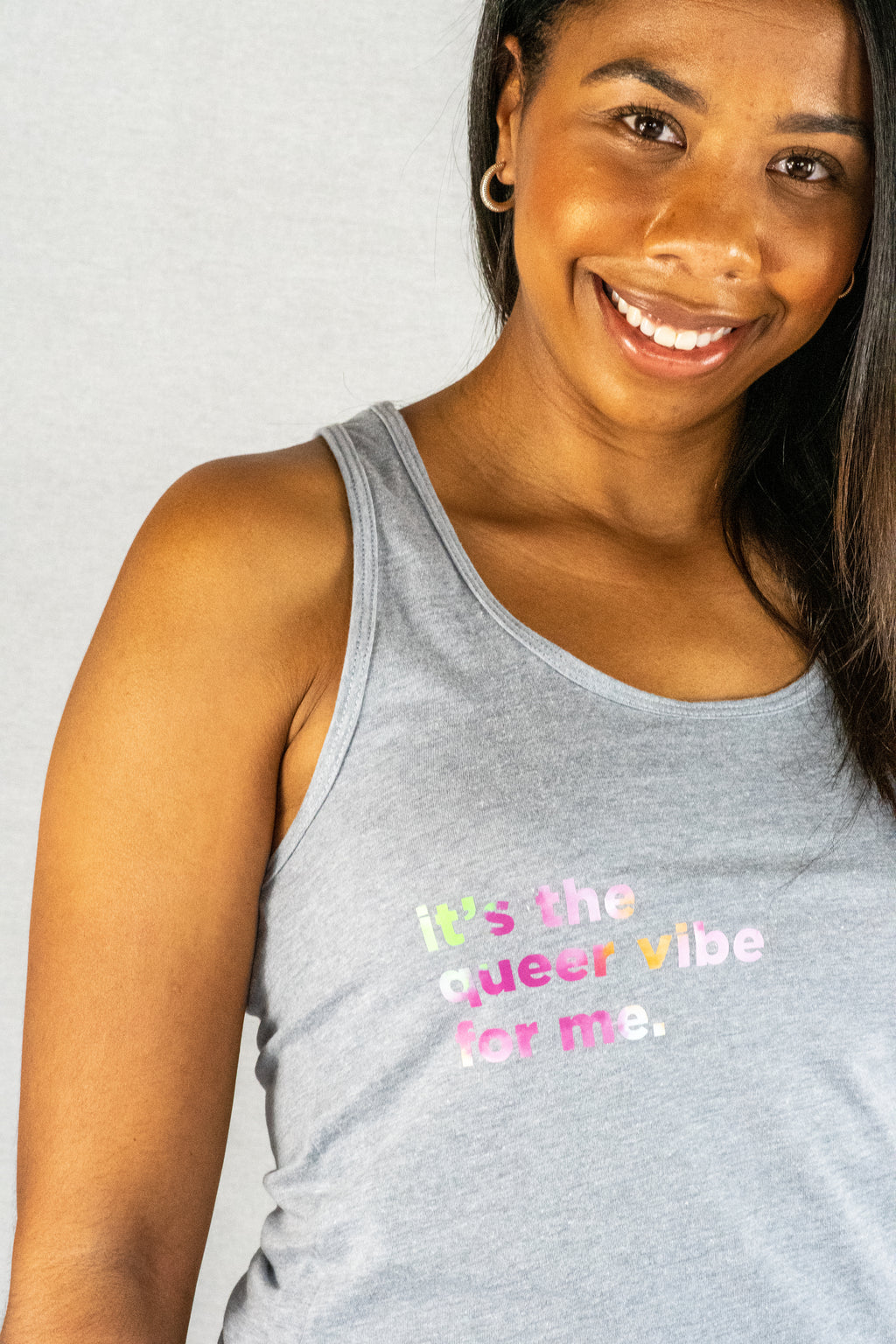 It's The Queer Vibe For Me • Athletic Gray Tank